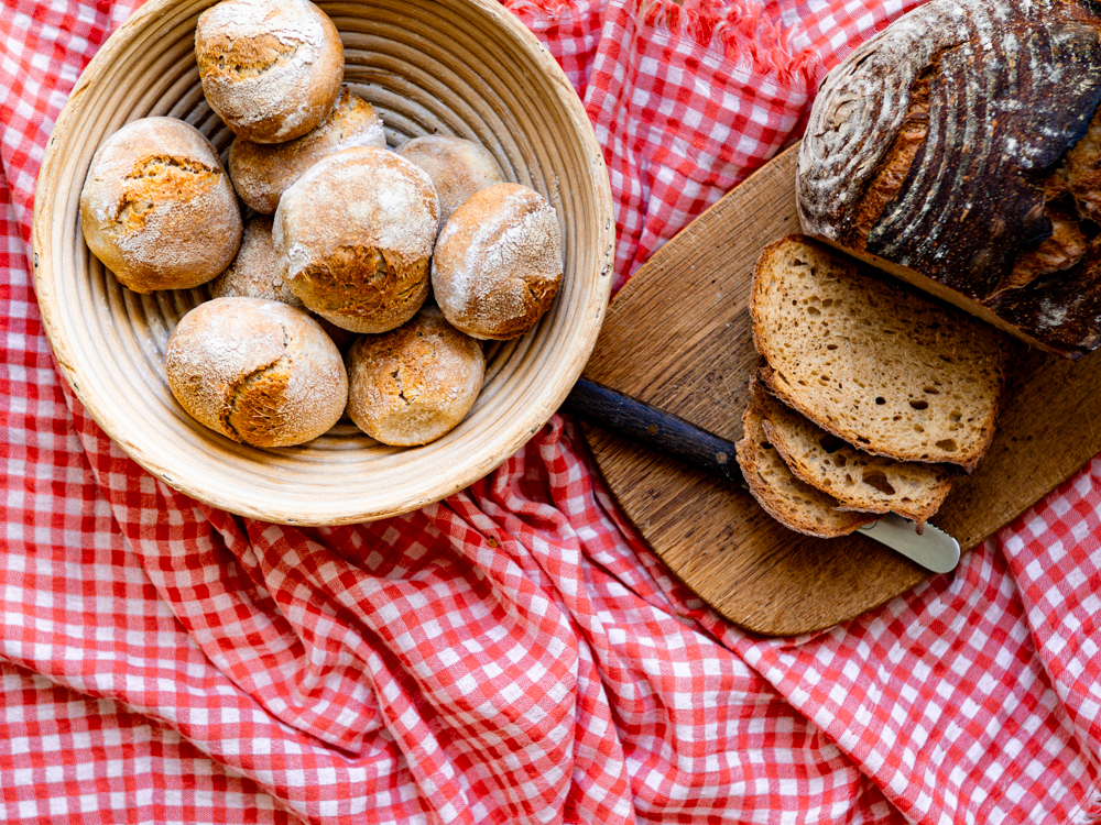 Weizenlaib, Rosenbrötchen, Ciabatta